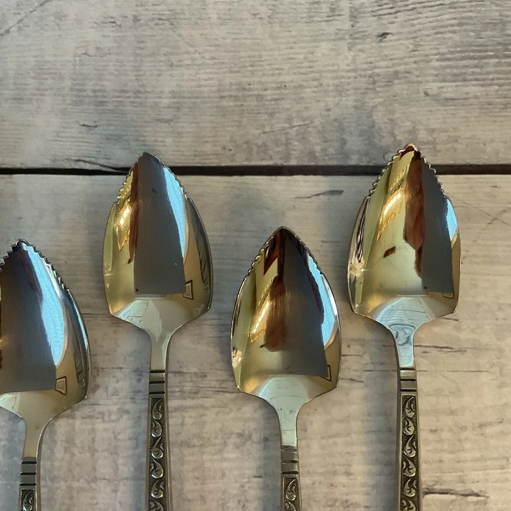 Riviera RIF4 Stainless Flatware Japan Set Of 7 Grapefruit Spoons MCM Vintage
